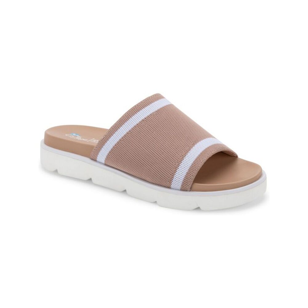 NWT AQUA COLLEGE Womens Beige Katalina Round Toe Wedge Slide Sandals 6 M